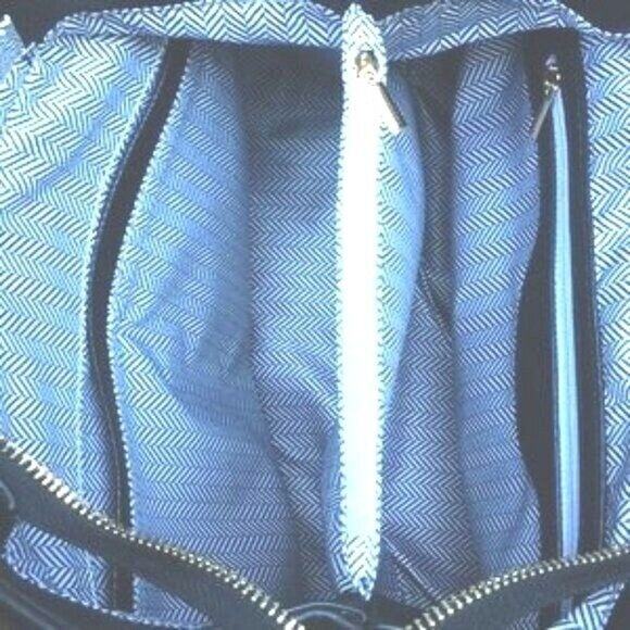 Isabella Womens Leather Double Handled Black Satchel Handbag 12" x 9" x 6"*** - Picture 9 of 10